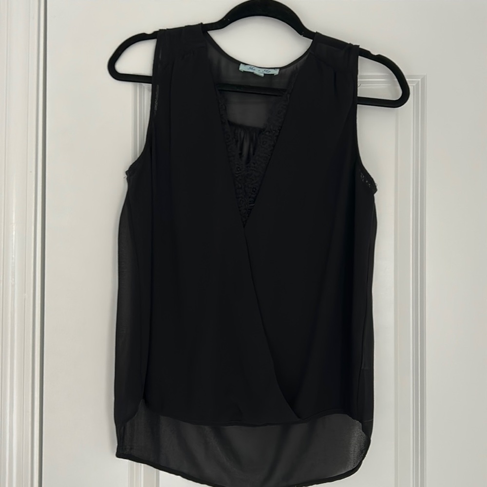 Black tank top with lace detail
